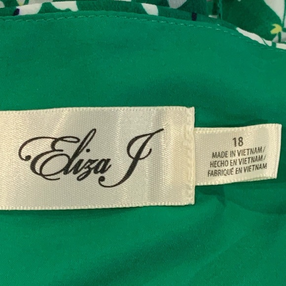ELIZA J Floral Faux Wrap High/Low Midi Dress Green White Women's Size 18 - Picture 9 of 15